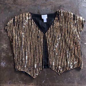 Gold sequin New Years vintage shirt